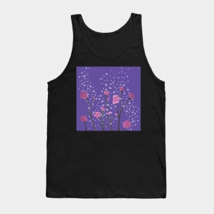 Cute Little Pink Flowers in Purple Background Tank Top